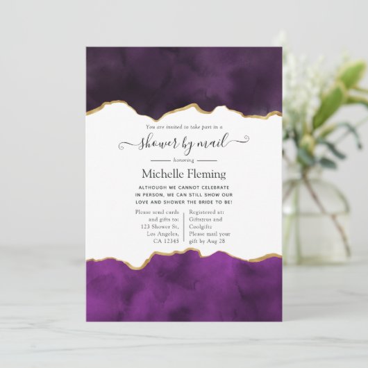 Lila und Gold Agate Dusche per Mail Einladung (Stehend Vorderseite)