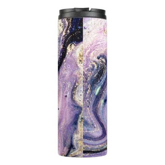 Lila und Gold Agate Galaxy Thermal Tumbler Thermosbecher (Rückseite)