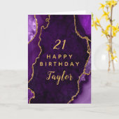 Lila und Gold Agate Happy Birthday Karte (Gelbe Blume)