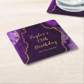 Lila und Gold Agate Marble Geburtstag Rechteckiger Pappuntersetzer (angewinkelt)