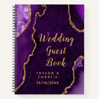 Lila und Gold Agate Wedding Gästebuch