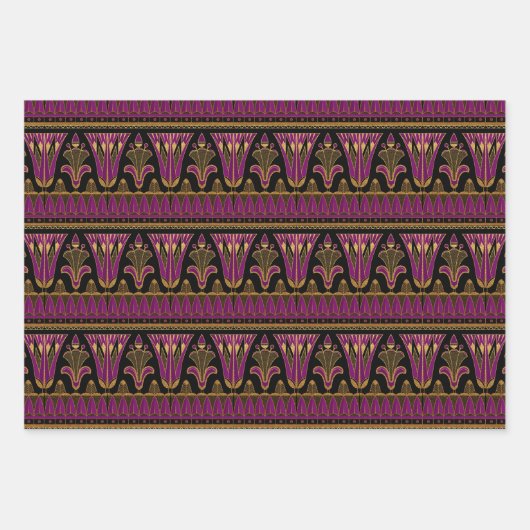 Lila und Gold-Art-Déco Geschenkpapier Set (Vorderseite)