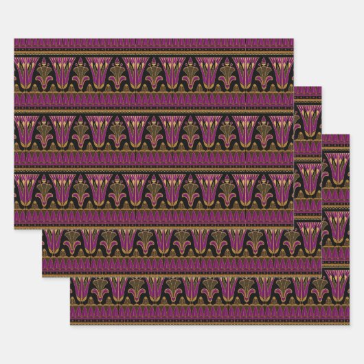 Lila und Gold-Art-Déco Geschenkpapier Set (Set)