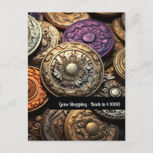 Lila und Gold Aufnähen-Taste Magischer Tag 1 Postkarte