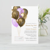 Lila und Gold Baby oder Brautparty per Mail Einladung (Stehend Vorderseite)