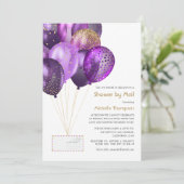 Lila und Gold Baby oder Brautparty per Mail Einladung (Stehend Vorderseite)