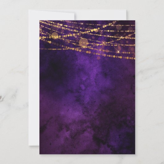 Lila und Gold Baubles Weihnachtsessen Party Einladung (Rückseite)