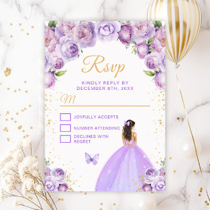 Lila und Gold Blondhaar-Prinzessin RSVP Karte