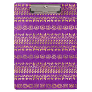 Lila und Gold Boho-Einhorn-Muster Klemmbrett