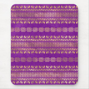 Lila und Gold Boho-Einhorn-Muster Mousepad