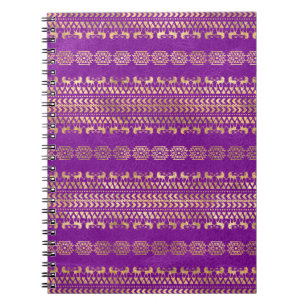 Lila und Gold Boho-Einhorn-Muster Notizblock