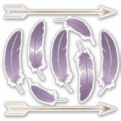 Lila und Gold Boho Feathers and Arrows Scrapbook Aufkleber (Vorderseite)