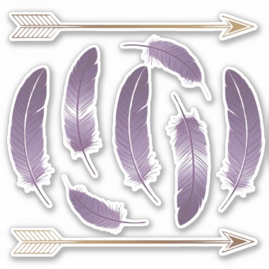 Lila und Gold Boho Feathers and Arrows Scrapbook Aufkleber (Vorderseite)