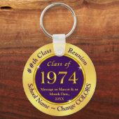 Lila und Gold Class von 1974 Geschenke Class Wiede Schlüsselanhänger (Vorderseite)