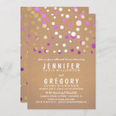 Lila und Gold Confetti Elegante Probe Abendessen Einladung (Vorne/Hinten)