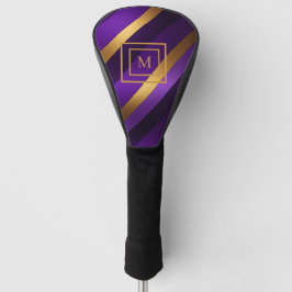 Lila und Gold Diagonal gestreift Mit Monogramm Golf Headcover