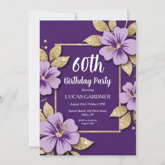 lila und gold Einladungen zum 60. Geburtstag