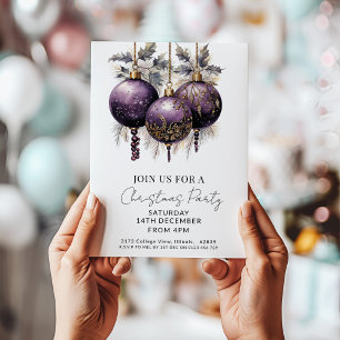 Lila und Gold elegante Weihnachtsfeier Einladung
