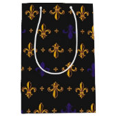 Lila und Gold Fleurs de Lis Mittlere Geschenktüte (Vorderseite)