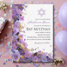 Lila und Gold Floral Bat Mitzwa