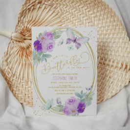Lila und Gold Floral Butterfly Baby Dusche Einladung