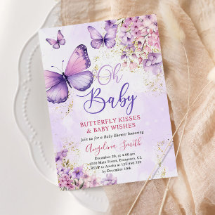 Lila und Gold Floral Butterfly Baby Dusche Einladung