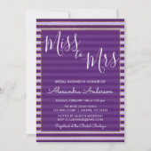 Lila und Gold Foil Miss zu Mrs. Brautparty Einladung (Vorderseite)