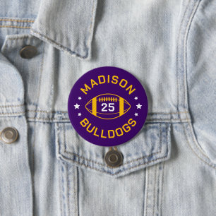 Lila und Gold Football Player Jersey Nummer Button