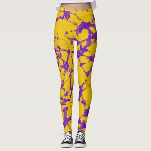 Lila und Gold-Gefärbte Krawatte Leggings (Vorderseite)