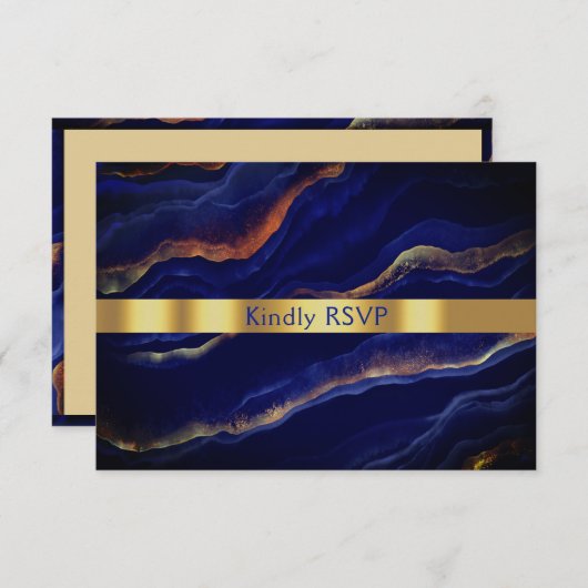 Lila und Gold Geode Agate Wedding RSVP Karte (Vorne/Hinten)