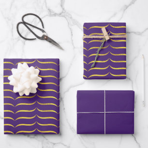 Lila und Gold Geschenkpapier Set