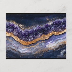 Lila und Gold geschichteter Geode Postkarte