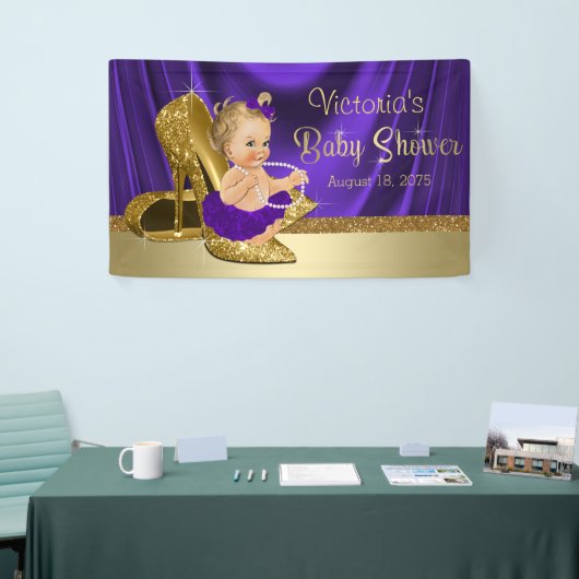 Lila und Gold Girl Baby Dusche Banner (Messeveranstaltung)