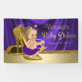 Lila und Gold Girl Baby Dusche Banner (Horizontal)