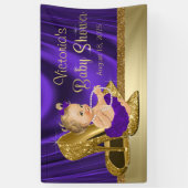Lila und Gold Girl Baby Dusche Banner (Vertikal)