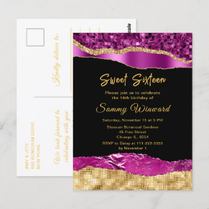 Lila und Gold Glam Tears Sweet Sixteen Postkarte