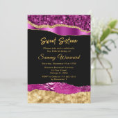 Lila und Gold Glam tränken 16 . Geburtstag Einladung (Stehend Vorderseite)