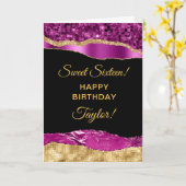 Lila und Gold Glam tränken 16 . Geburtstag Karte (Gelbe Blume)