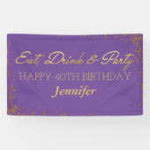 Lila und Gold Glamour Erwachsene glücklich Geburts Banner (Horizontal)