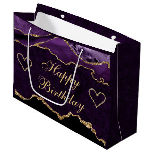 Lila und Gold Glitter Achat Alles Gute zum Geburts Große Geschenktüte