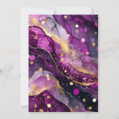 Lila und Gold-Glitzer Alkohol-Tinte Abschluss Einladung (Rückseite)