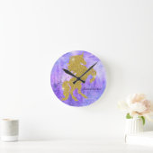 Lila und Gold-Glitzer-Einhorn-Wall-Uhr Runde Wanduhr (Zuhause)