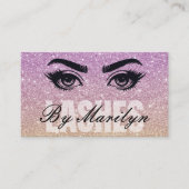 Lila und Gold Glitzer Ombre Lash Tech QR Code Visitenkarte (Vorderseite)