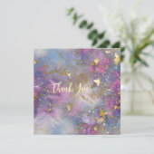 Lila und Gold Glitzer Storm Fantasy Dankeskarte (Stehend Vorderseite)