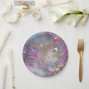 Lila und Gold Glitzer Storm Fantasy Pappteller