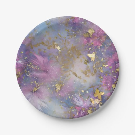 Lila und Gold Glitzer Storm Fantasy Pappteller (Vorderseite)