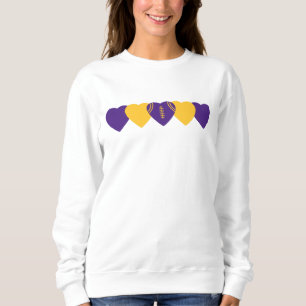 Lila und Gold Herz Football Sweatshirt