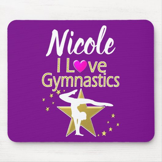 LILA UND GOLD I LIEBE GYMNASTICS-DESIGN MOUSEPAD (Vorne)
