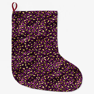 Lila und Gold Leopard Serie Design 1 Großer Weihnachtsstrumpf