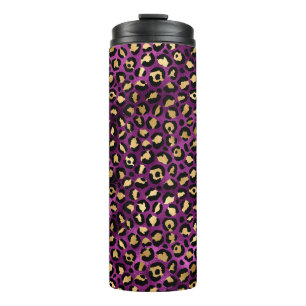 Lila und Gold Leopard Serie Design 1 Thermosbecher